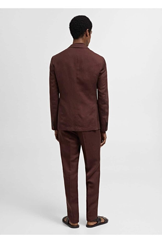 Dar kesimli keten blazer ceket - 4