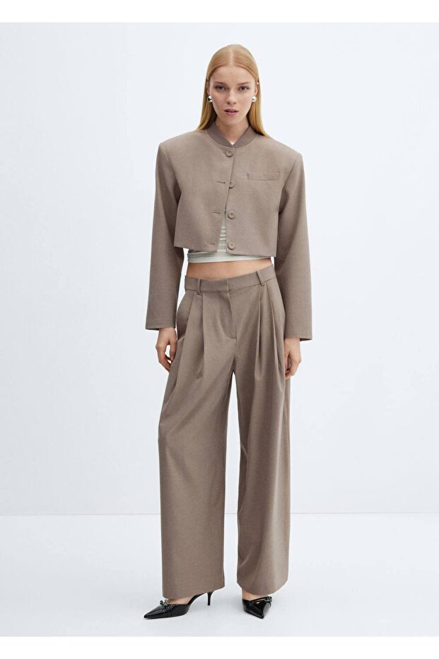 Düğmeli cropped ceket - 2