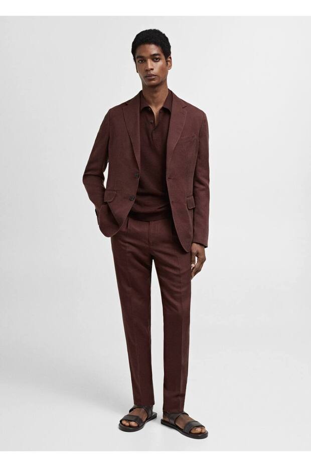Dar kesimli keten blazer ceket - 2