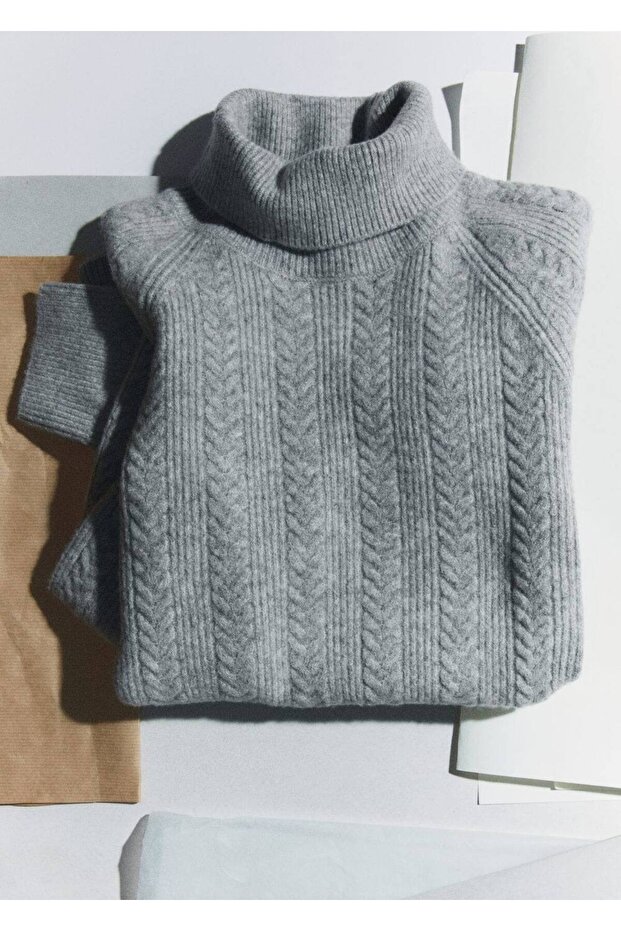 Kıvrık yaka, örgü kazak - 6