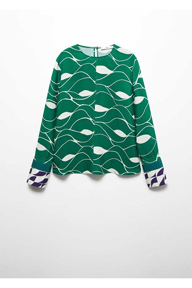 Gemusterte Bluse mit Bindedetail - 3