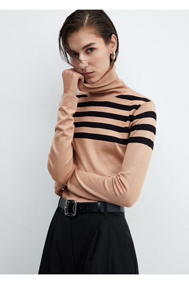 İnce triko boğazlı kazak - 1