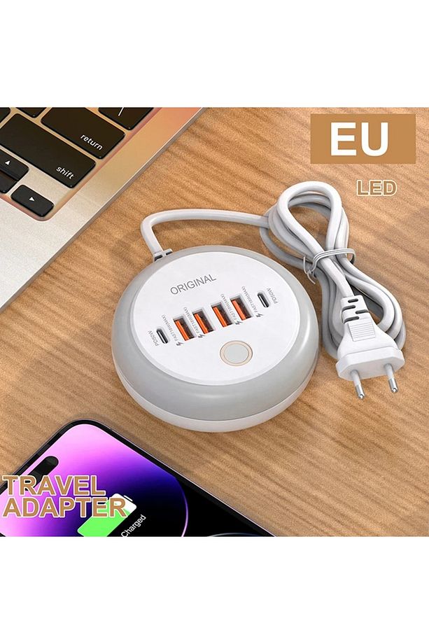 50W 4 USB Portu + 2 Type-c Dokunmatik LED/dolgu Işığı İle Akıllı Hızlı Şarj Çoklu Port - 7