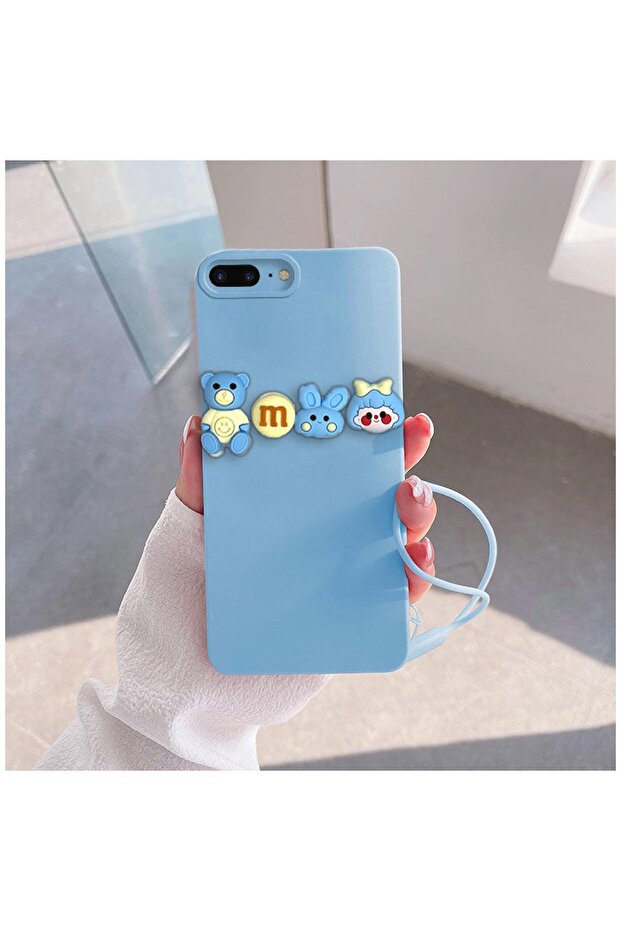 Apple iPhone 7 Plus Compatible Case Love Bear Silicone Case Light Blue