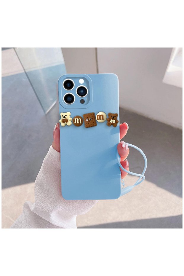 Apple iPhone 15 Pro Max Compatible Case Love Bear Silicone Case Brown - Light Blue