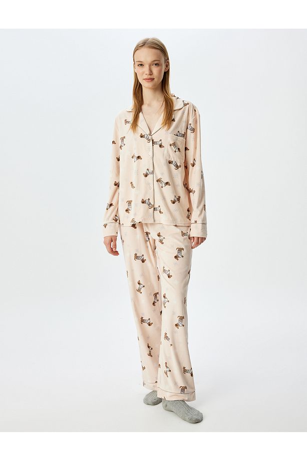 Köpek Desenli Polar Pijama Altı - 2