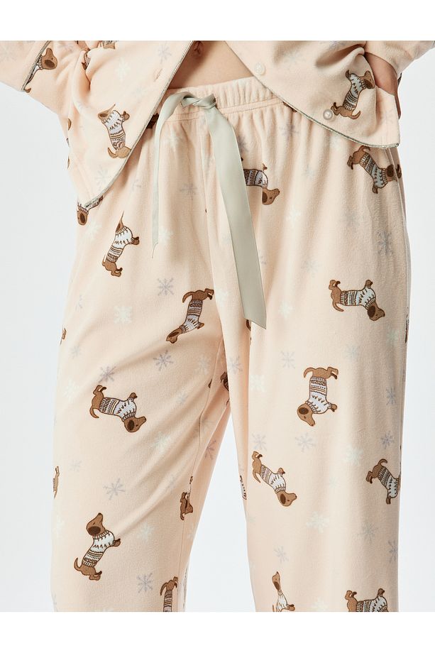 Köpek Desenli Polar Pijama Altı - 5