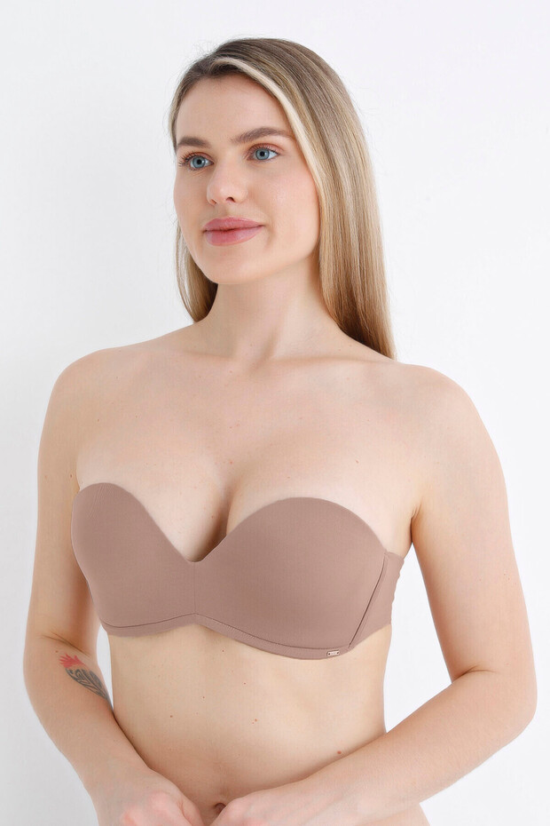 حمالة صدر مدعومة بدون حمالات من فرو المنك - 2