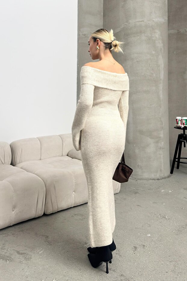 BEJ Langes Strickkleid – U-Boot-Ausschnitt 9264-E - 5