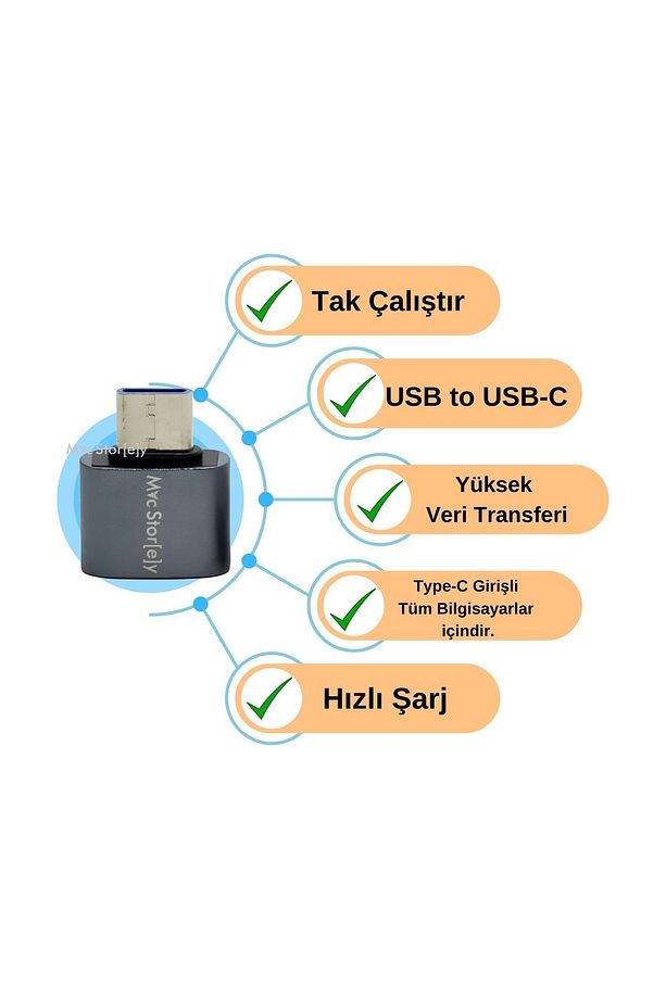 Type-C Dönüştürücü USB 3.0 Thunderbolt 3 Dönüştürücü Hafif Cep Tipi - 3