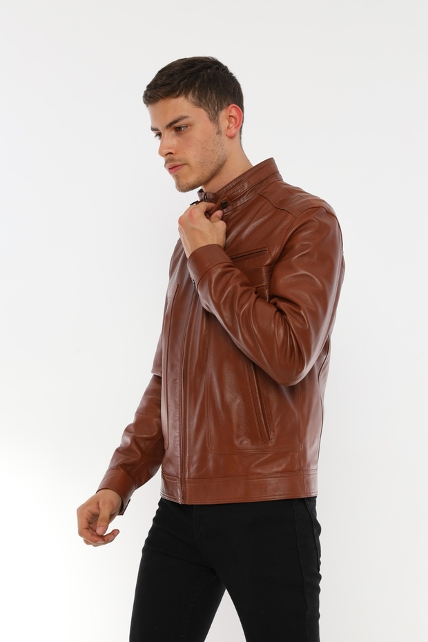 Erkek Kestane Deri Mont-E062 - 3