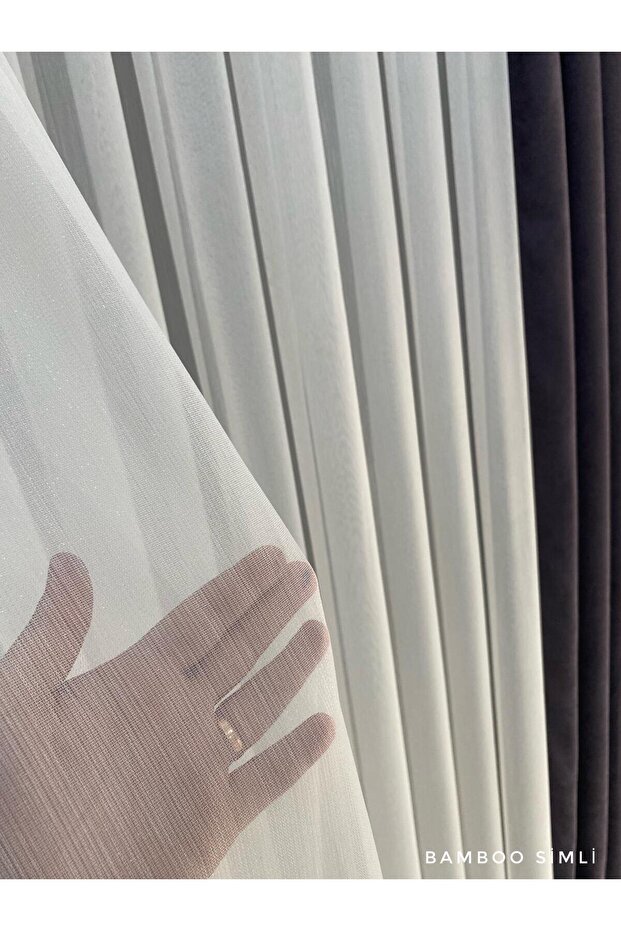 Taçhome Glittery Bamboo Tulle Curtain Does Not Crease or Iron