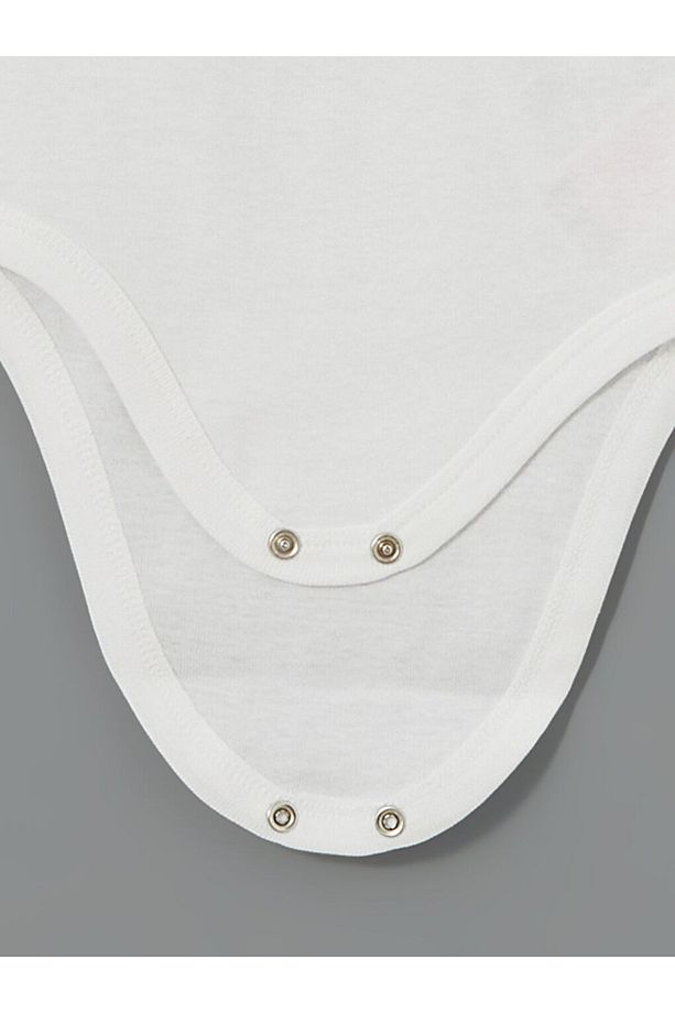 LCW baby Ekru Bisiklet Yaka Kız Bebek Çıtçıtlı Body 3'lü - 4