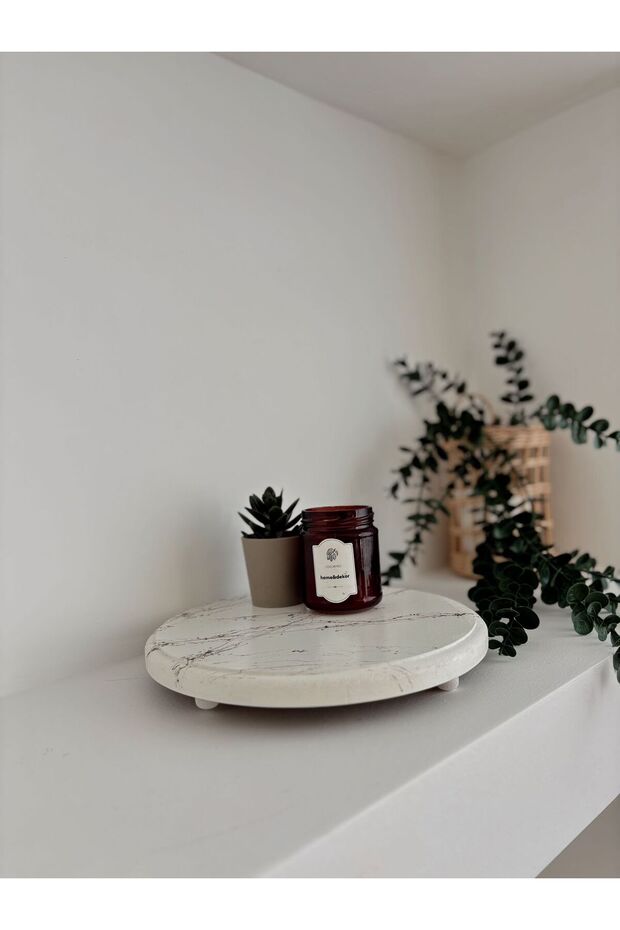 ديكور رخامي ذهبي منقوش باللون الأبيض - 2