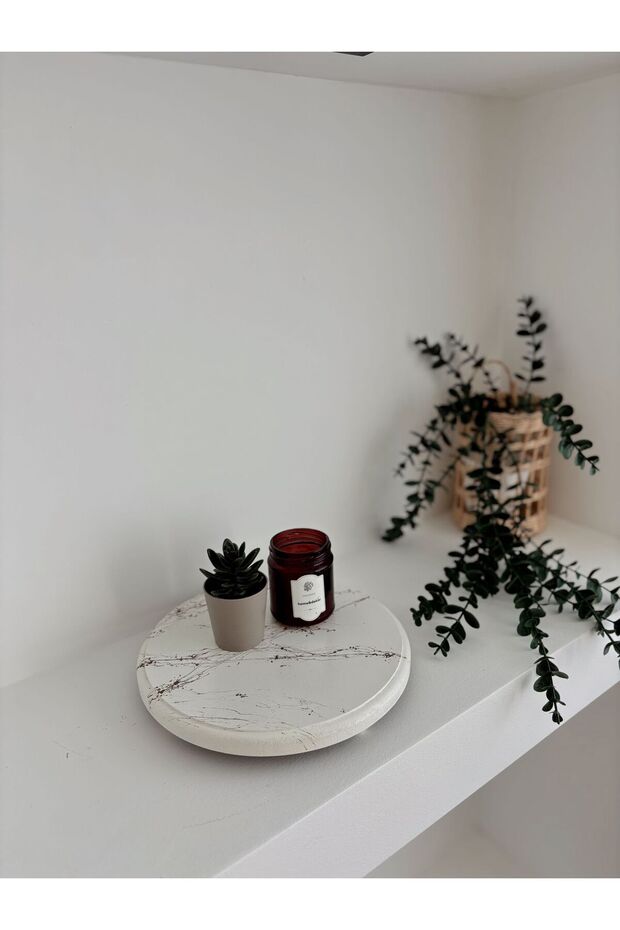 ديكور رخامي ذهبي منقوش باللون الأبيض - 4