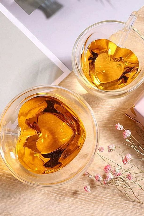Isıya Dayanıklı Çift Cidarlı Kalpli Kupa Bardak | Borosilikat Çift Katmanlı 250 ml Çay Kahve Bardağı - 3