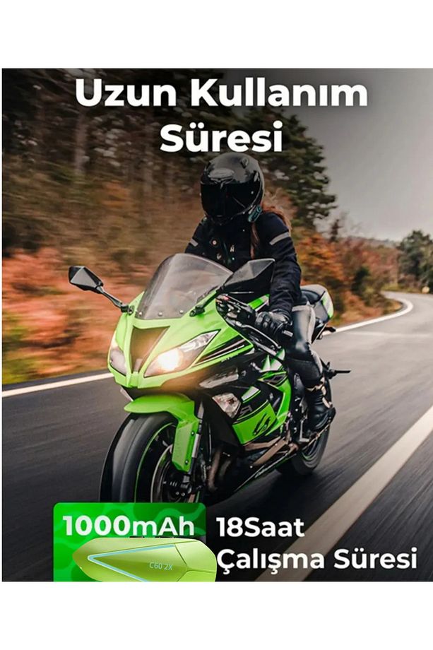 2 Intercom Bağlantılı Su Geçirmez Motosiklet Kask Bluetooth 5.3 300m Intercom 1.000mah C602x - 3