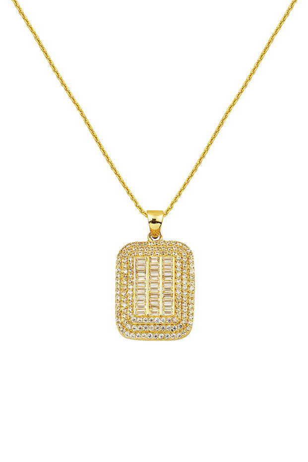 Baget Taşlı 14 Ayar Altın Kolye - 1