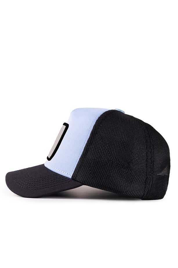 V1 7 Numara Logolu Siyah-buz Mavi Trucker Şapka - 5