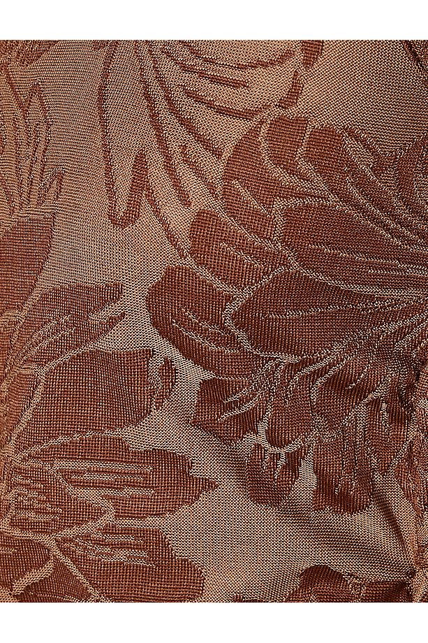 Çiçekli Midi Elbise Pencere Detaylı - 6