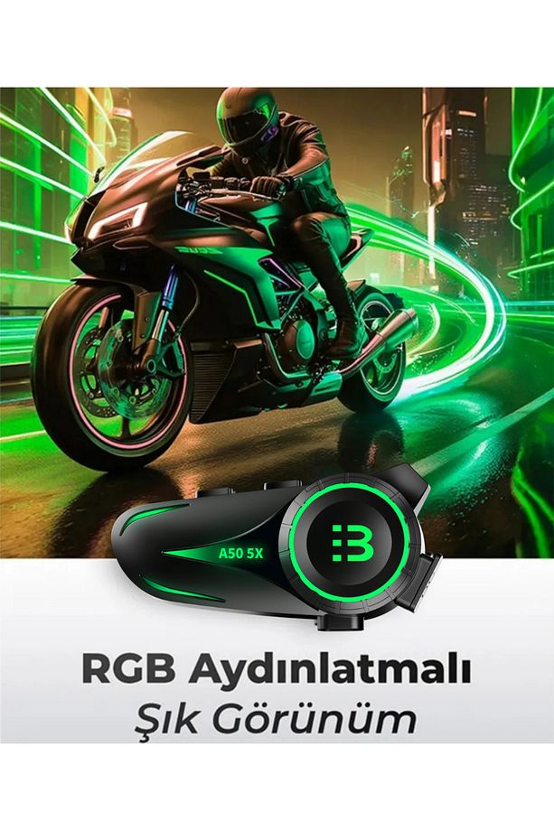 Intercom 5 Intercom Bağlantılı Su Geçirmez Motosiklet Kask Bluetooth 5.3 Intercom 1.000mah A505x - 2