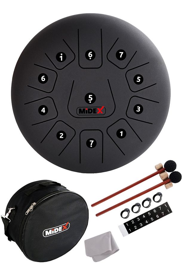 TD-1211BK Çelik Dil Davul Handpan 12 İnç 11 Ton Steel Tongue Drum Full Set - 1