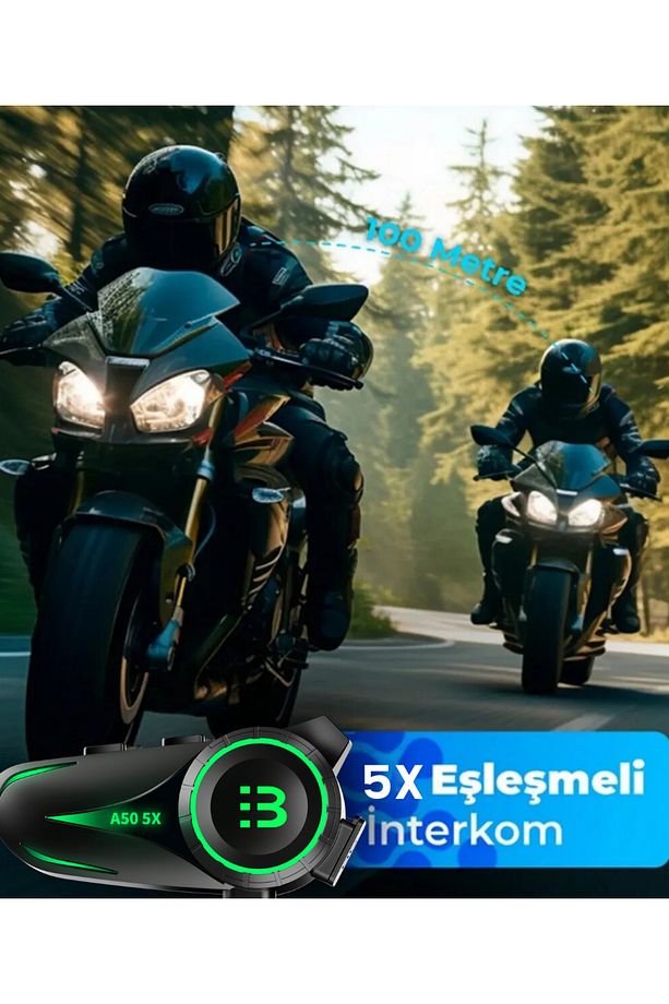 Intercom 5 Intercom Bağlantılı Su Geçirmez Motosiklet Kask Bluetooth 5.3 Intercom 1.000mah A505x - 4
