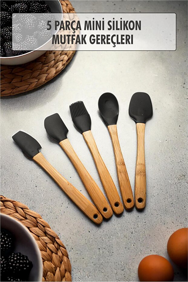 5 Parça Bambu Saplı Mini Supatula Seti - 1