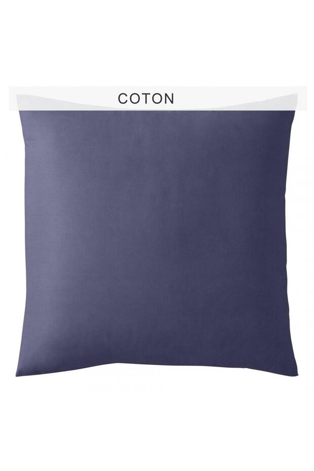 Makiteks Hundred Percent Cotton 63X63 cm Navy Blue Square Two Pieces Pillowcases Set