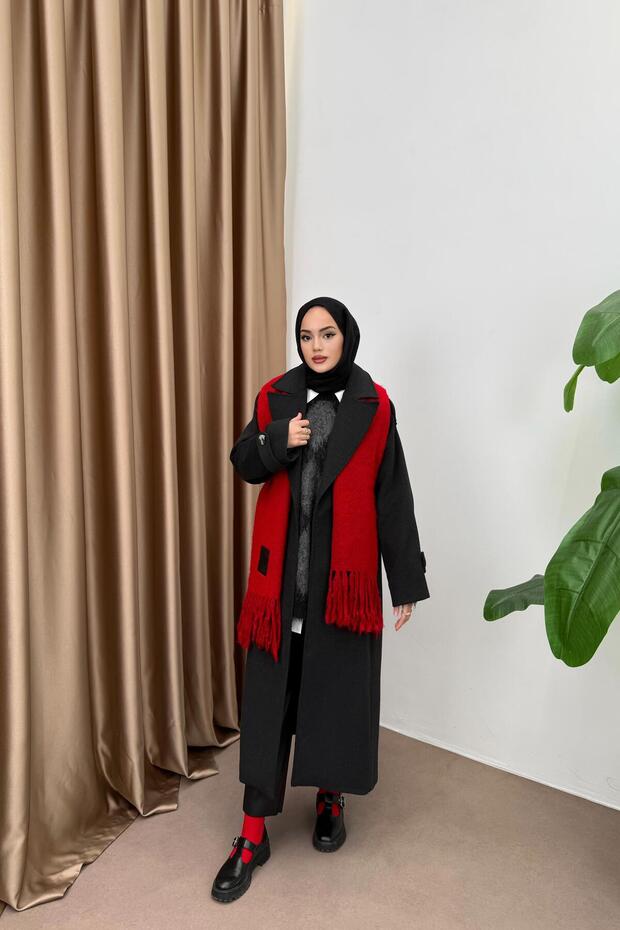 Şardonlu Atkı - KIRMIZI - 4