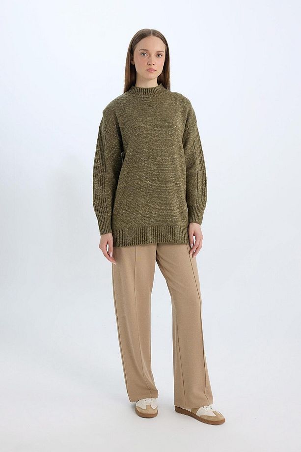 Regular Fit Yarım Balıkçı Yaka Basic Düz Triko Kazak Tunik B0085AX24WN - 5