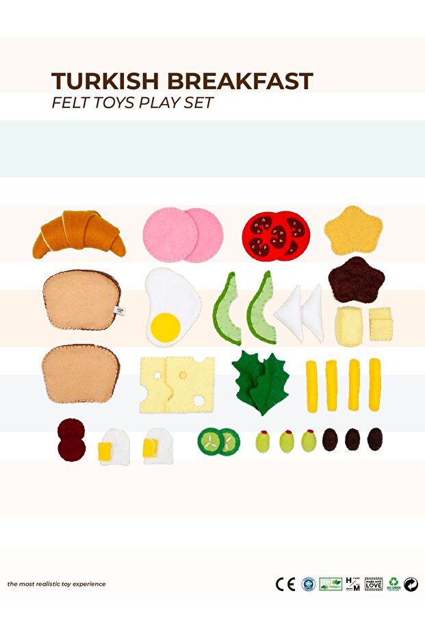 Keçe Oyuncak - Serpme Kahvaltı Oyun Seti - Felt Toys - %100 El Yapımı - 2