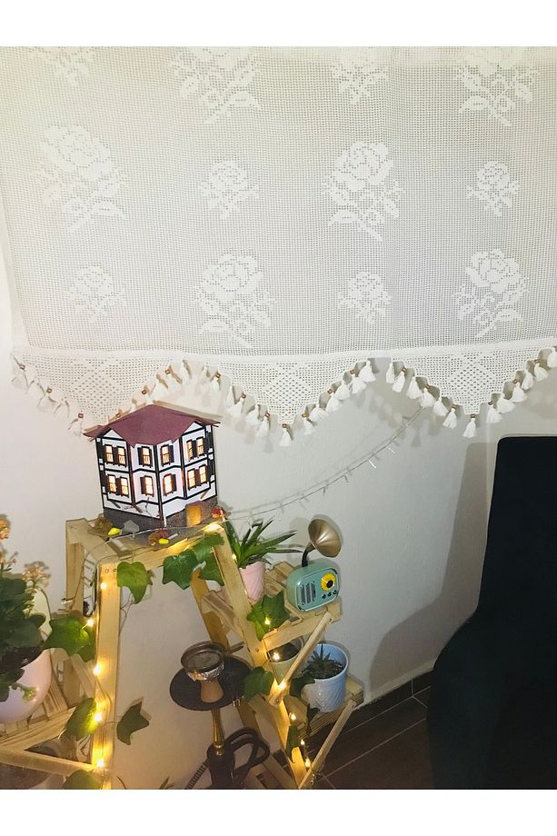 buldan işi otantik perde makrome el dantelli bodrum işi tül perde en xboy şeklindedir - 5