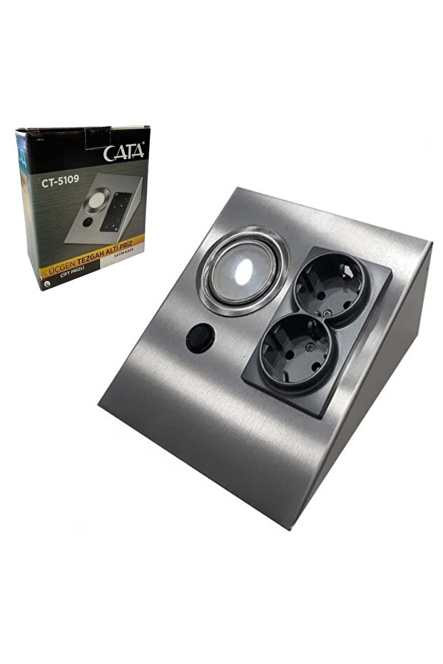 مقبس أبيض مزدوج مضيء تحت الطاولة - Cata CT-5109B