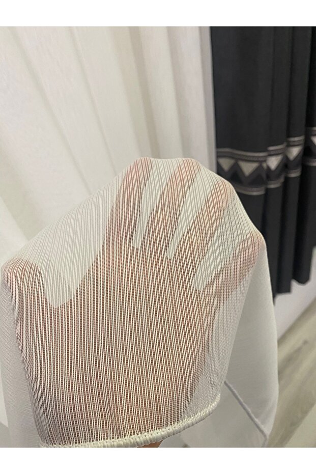 Bamboo Elegant Striped Don'T Want Ironing Non-Crease Tulle Curtain (1/2 Sparse Pleat)