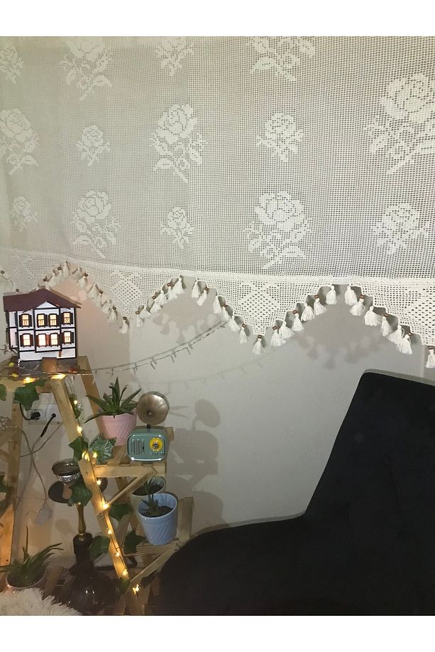 buldan işi otantik perde makrome el dantelli bodrum işi tül perde en xboy şeklindedir - 3