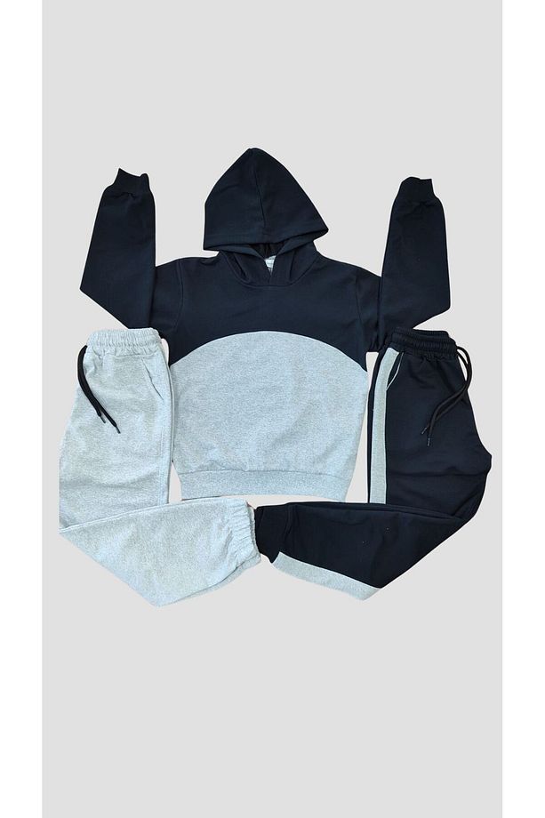 UNISEX 3'LÜ ŞERİTLİ ALT-ÜST&LASTİKLİ ALT EŞOFMAN TAKIMI - 1
