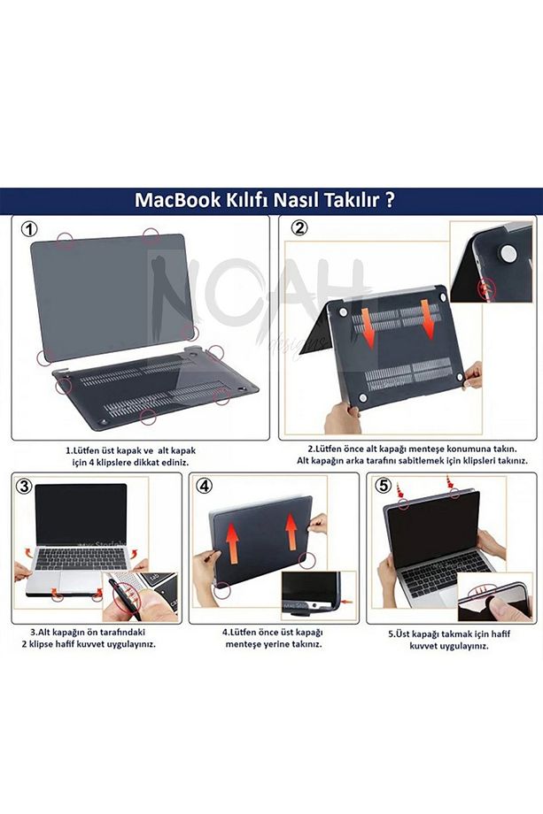 Macbook Air (M2-M3) Kılıf 15 inç A3114-A2941 2023/2024 Macos-12 Şeffaf Kapak Tam Koruma Kedi, Ay ve - 7