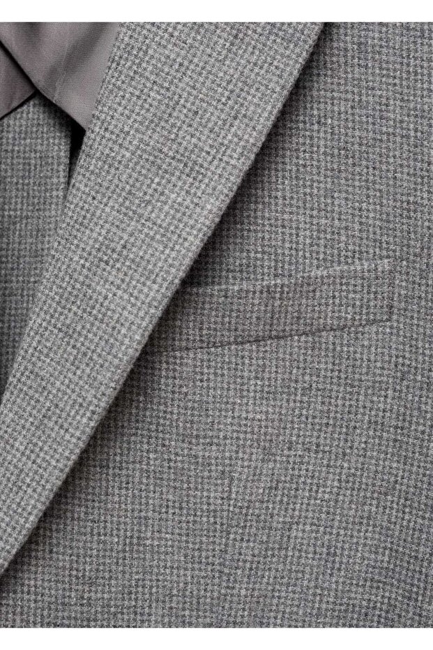 Dar kesim mikro kaz ayağı yünlü blazer ceket - 5