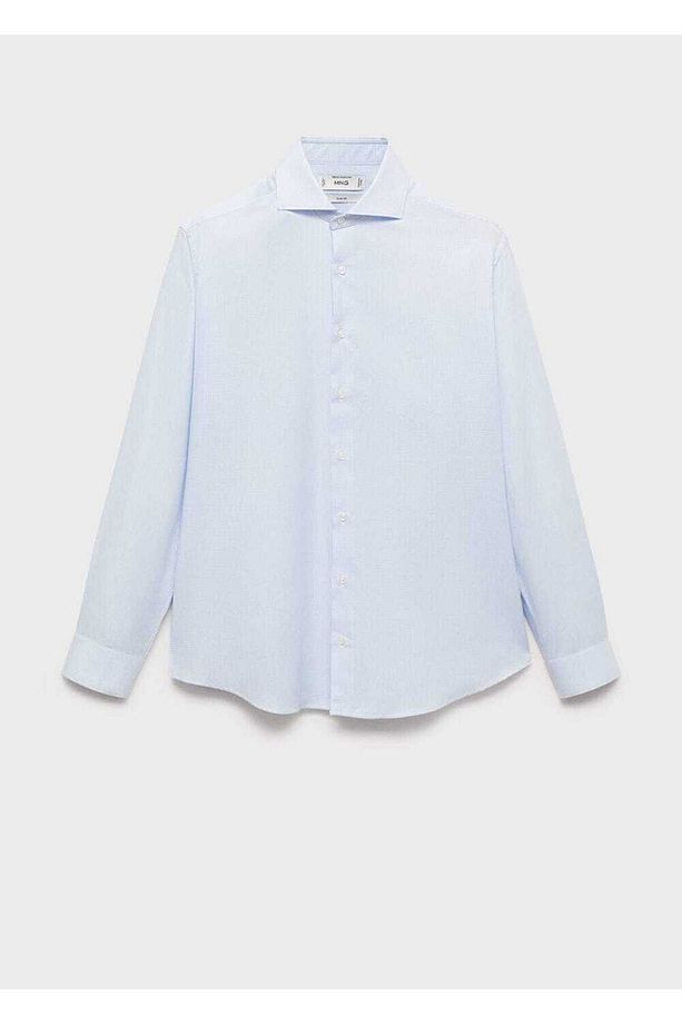 Slim fit mikro desenli twill gömlek - 3