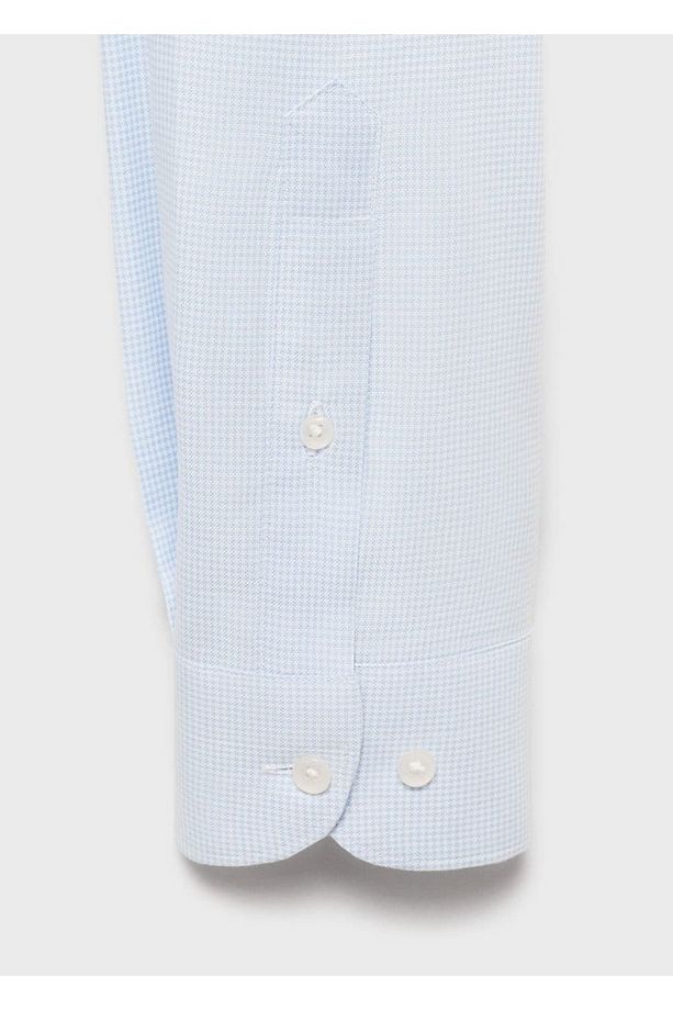 Slim fit mikro desenli twill gömlek - 5
