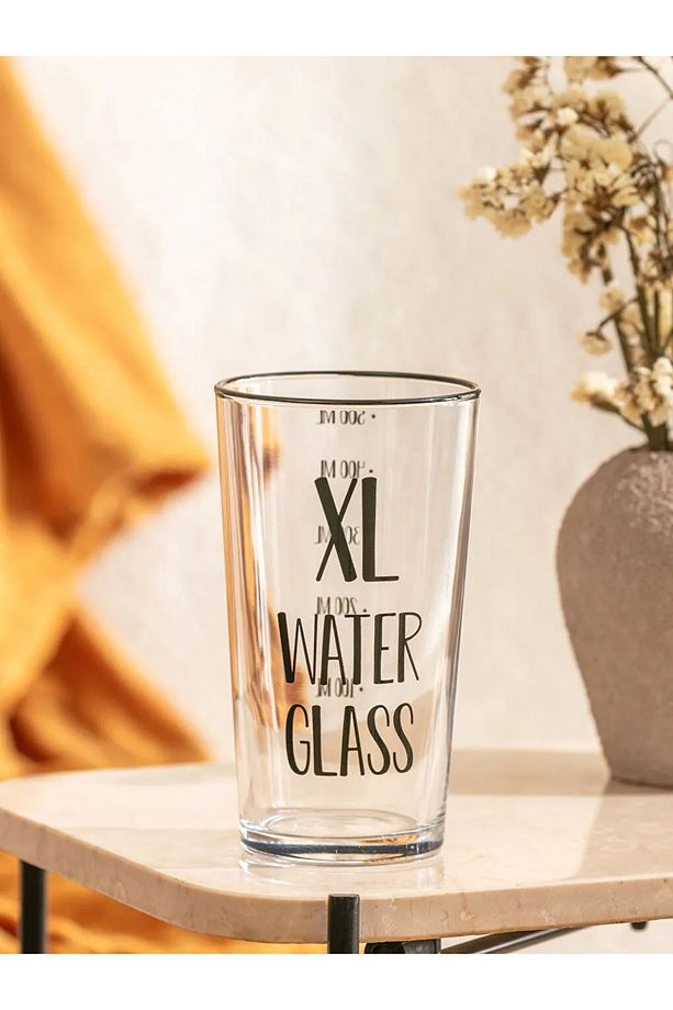 XL Baskılı Ölçekli Cam Su Bardağı 570 Ml - 2 Adet - 5