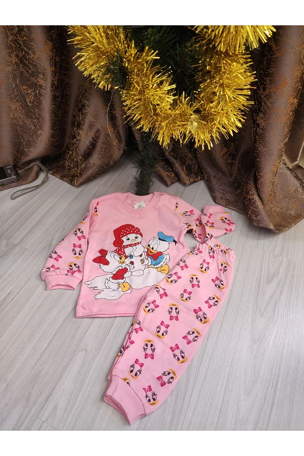 Yeni Yıl Kardan Adam Temalı Duff Duck Yılbaşı Bebek Pijama Takımı - 6