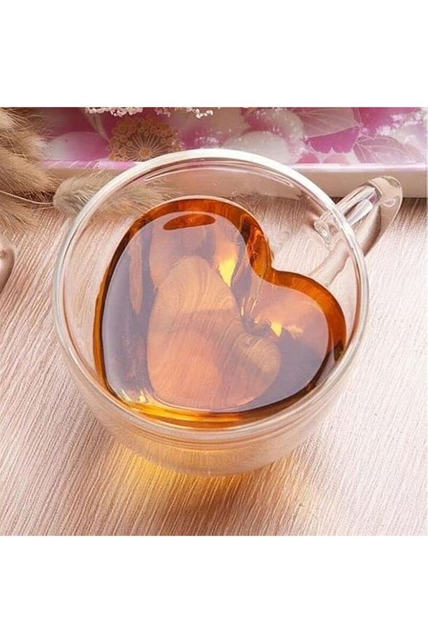 Isıya Dayanıklı Çift Cidarlı Kalpli Kupa Bardak | Borosilikat Çift Katmanlı 250 ml Çay Kahve Bardağı - 9