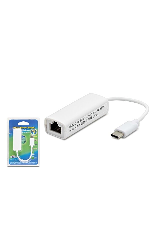 HDX5257 محول إيثرنت من النوع C USB 2.0 بسرعة 10/100 ميجابت في الثانية باللون الأبيض