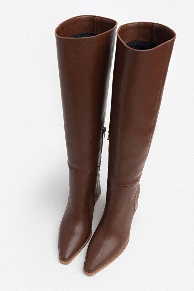 Jules Tan Matte Zipper Detail Damskie Buty Na Obcasie - 6