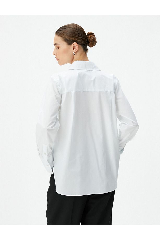 Klasik Poplin Gömlek Uzun Kollu Düğmeli Regular Fit Pamuklu - 4