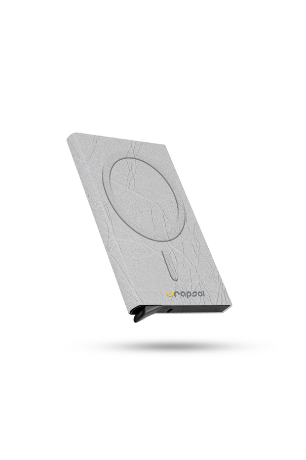 Magsafe Mechanism Card Holder Rfid Protected Aluminum Automatic Credit Card Holder Linear Embossed Gray