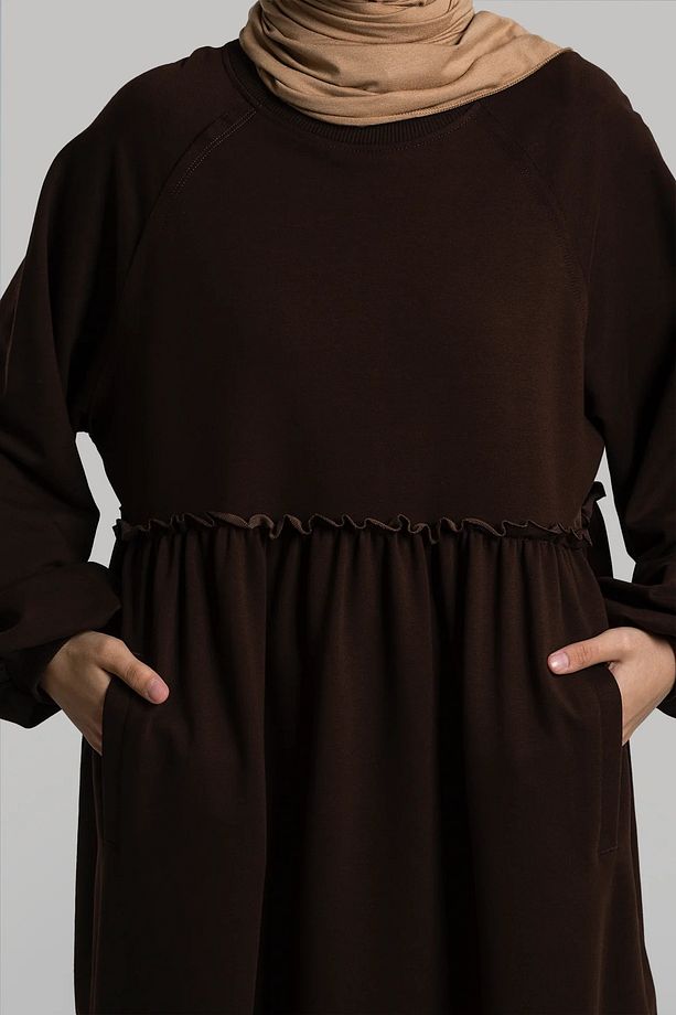 Acı Kahve Oversize Sweat Elbise - 2