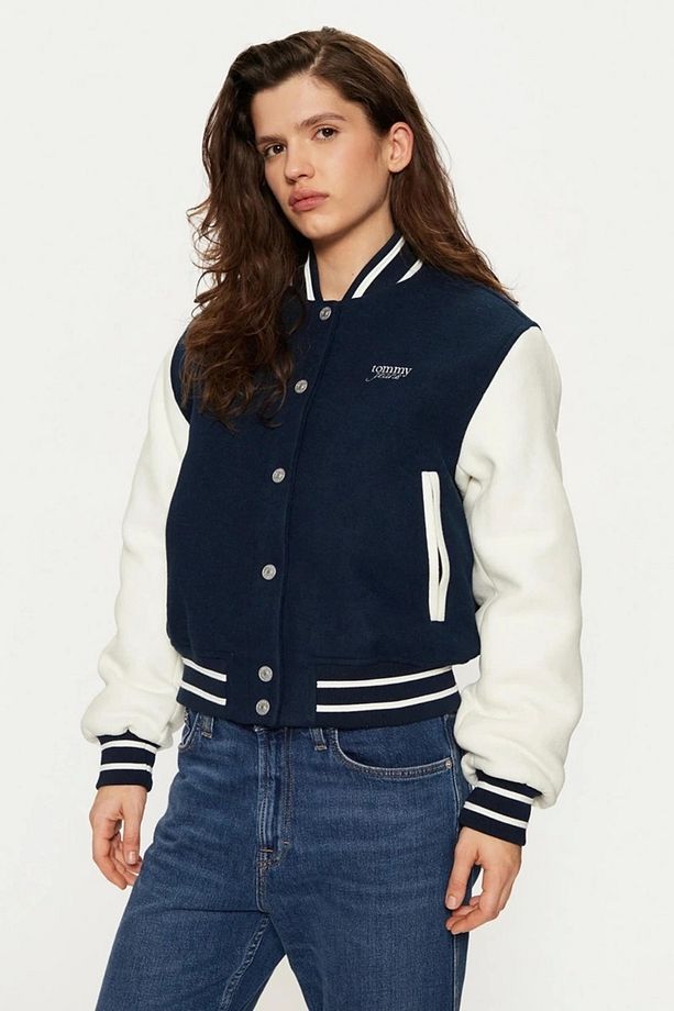 Tommy Jeans Tjw Wool Varsıty Jacket Ext Kadın Lacivert Ceket Dw0dw19320c1g - 1